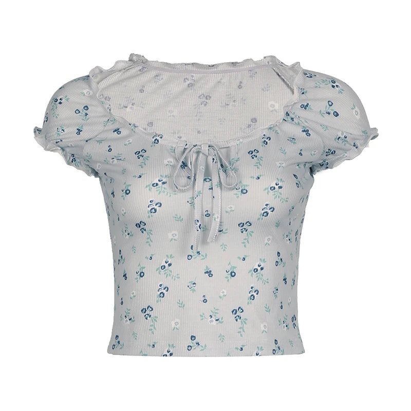 Floral Print Cropped Top - Crop Tops