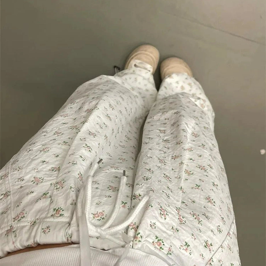 Y2k Floral Serenity Wide-Leg Pants Shoptery