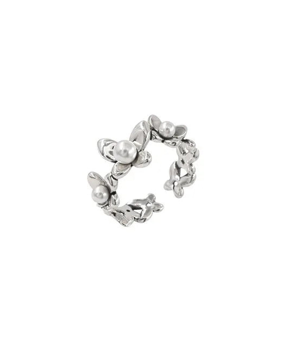 Flower Pearl Adjustable Ring - Rings