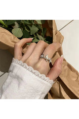 Aesthetic Flower Pearl Adjustable Ring Shoptery