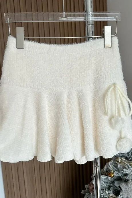 Fluffy Pom - Pom Mini Skirt - 