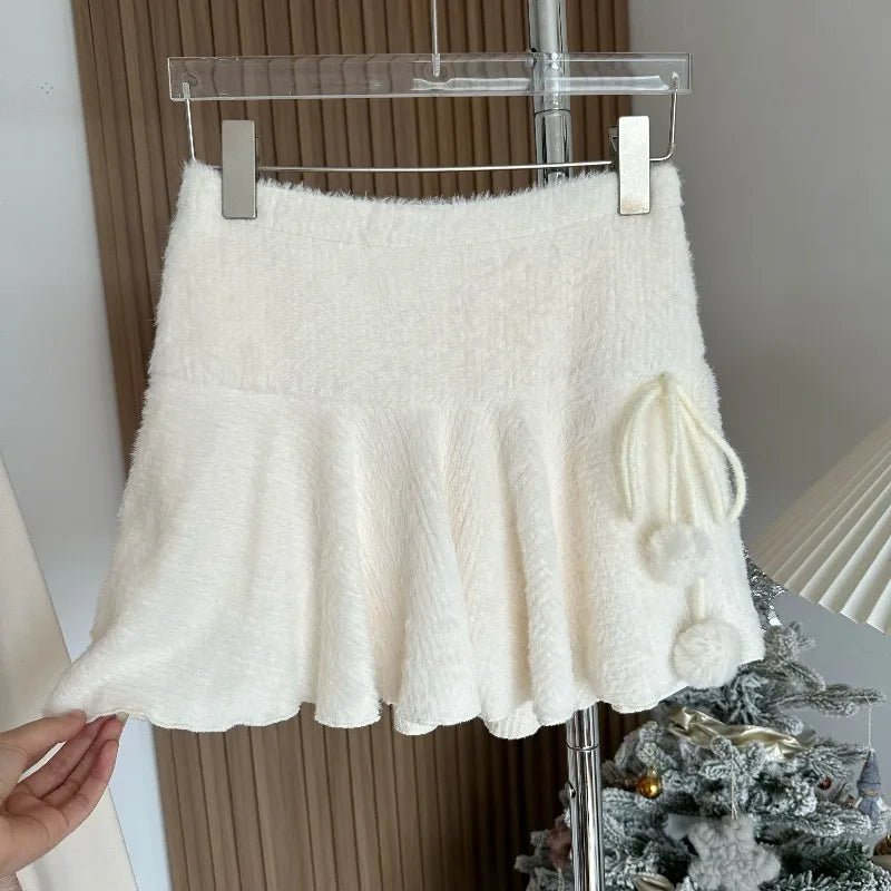 Fluffy Pom - Pom Mini Skirt - 