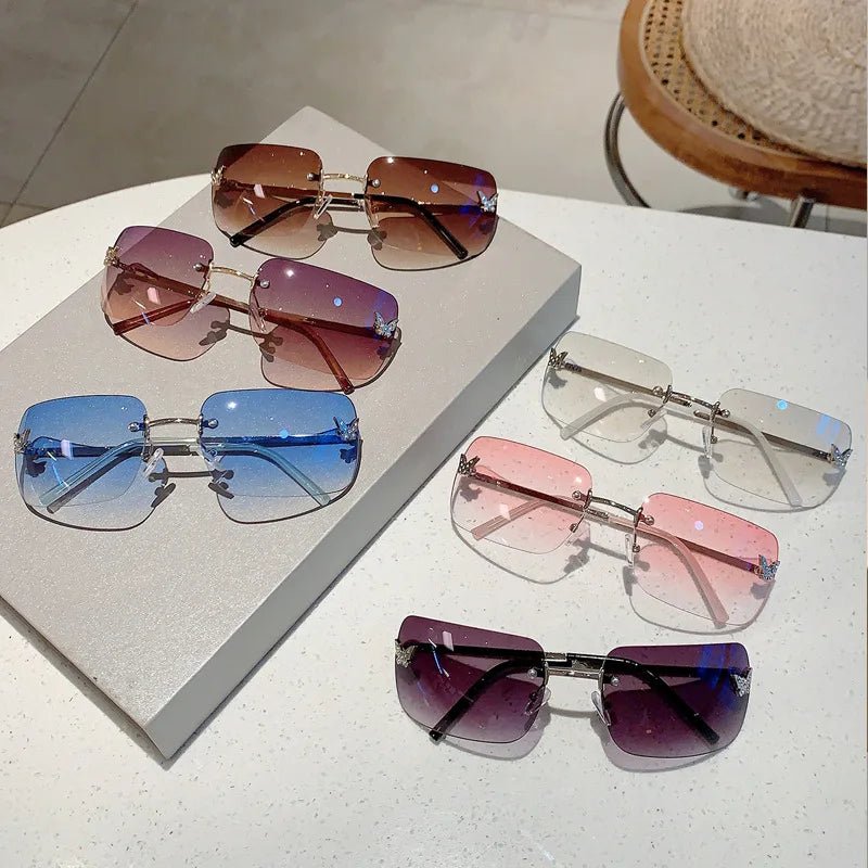 Y2k Flutter Glow Rimless Sunglasses Shoptery