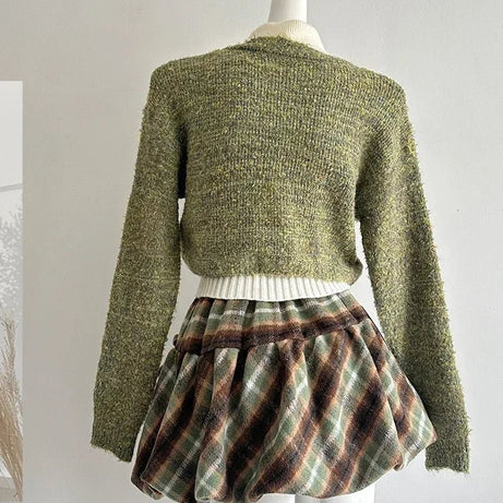 Forest Charm Alt Plaid Skirt Outfit Set Shoptery