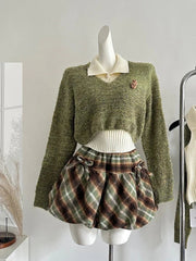 Forest Charm Alt Plaid Skirt Outfit Set Shoptery