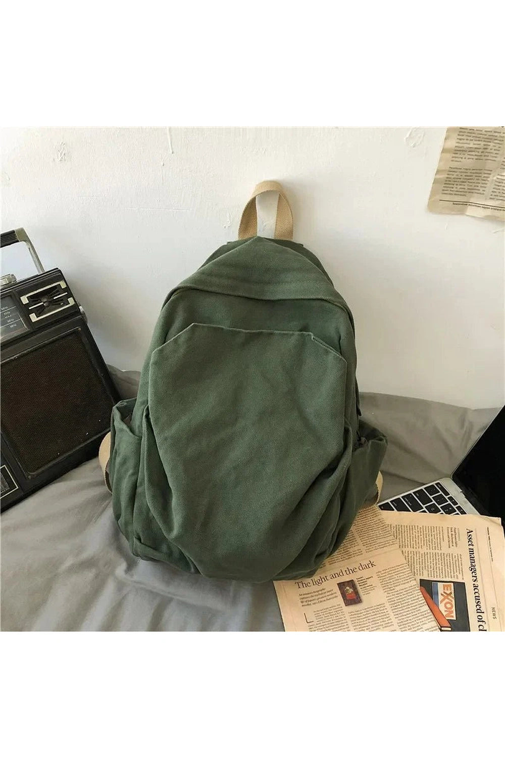 Forest Green Canvas Backpack green Shoptery