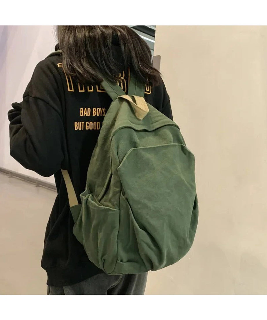 Forest Green Canvas Backpack - Backpacks