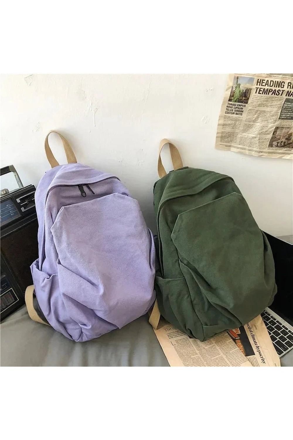 Forest Green Canvas Backpack Shoptery