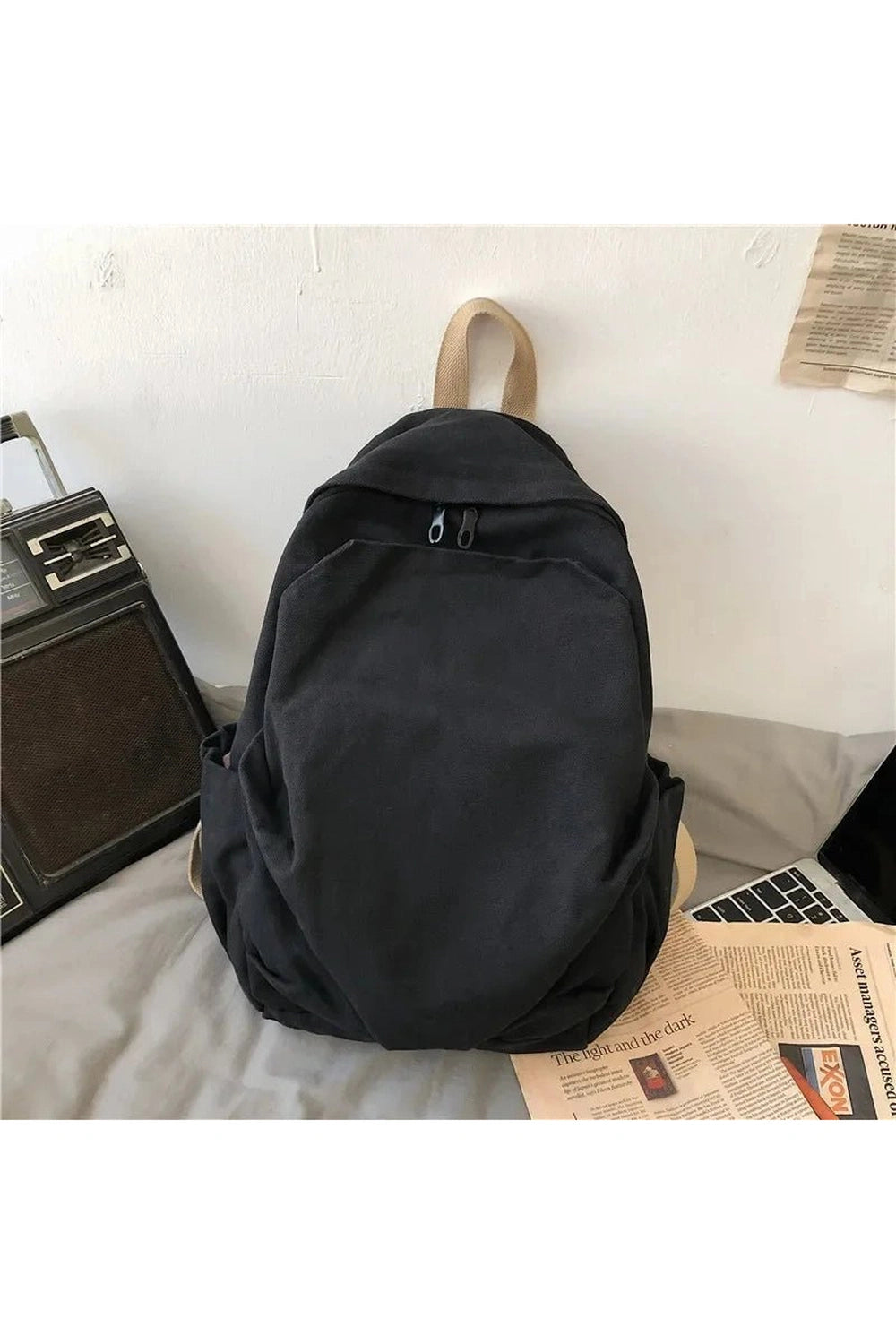 Forest Green Canvas Backpack black Shoptery