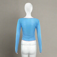 Forever Love Sheer Aesthetic Off-Shoulder Long Sleeve Top Shoptery