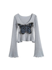 Top – Edgy Frayed – Fashion Top Light Blue Shoptery