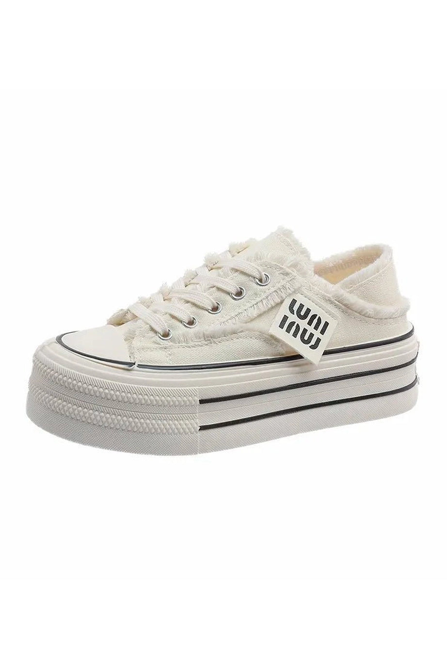 Frayed Canvas Platform Sneakers - Sneakers