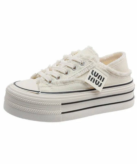 Frayed Canvas Platform Sneakers - Sneakers