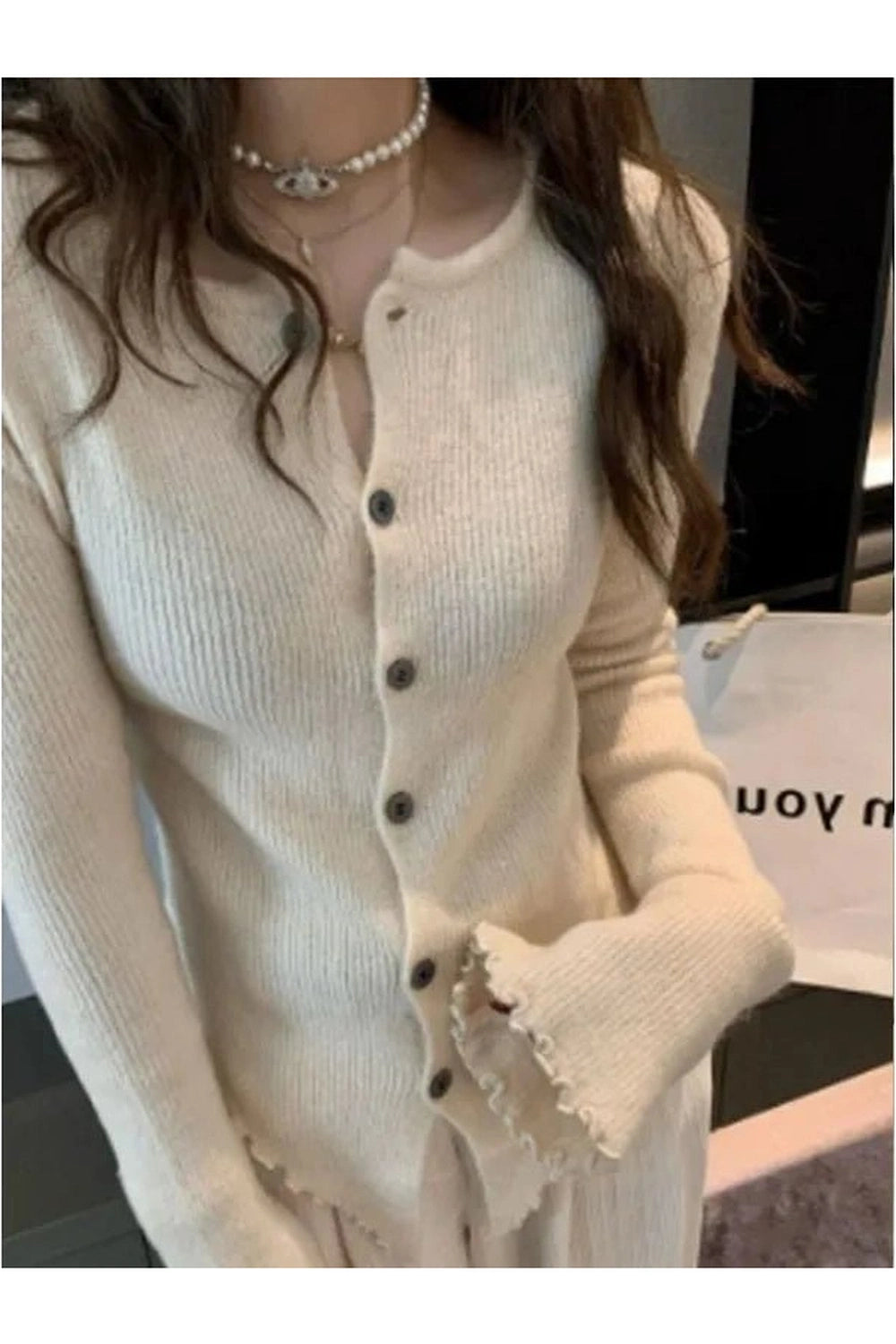 Aesthetic Frayed Edgy Ribbed Cardigan Shoptery