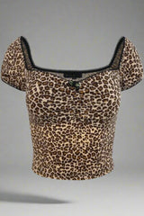 Aesthetic French Leopard Crop Top leopard Shoptery