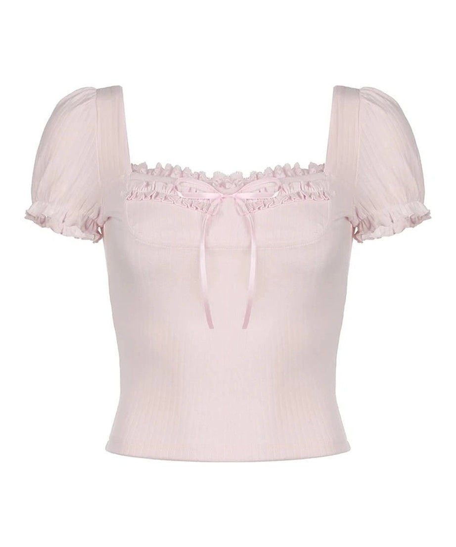 Frill Lace Bow Top - Shirts & Tops