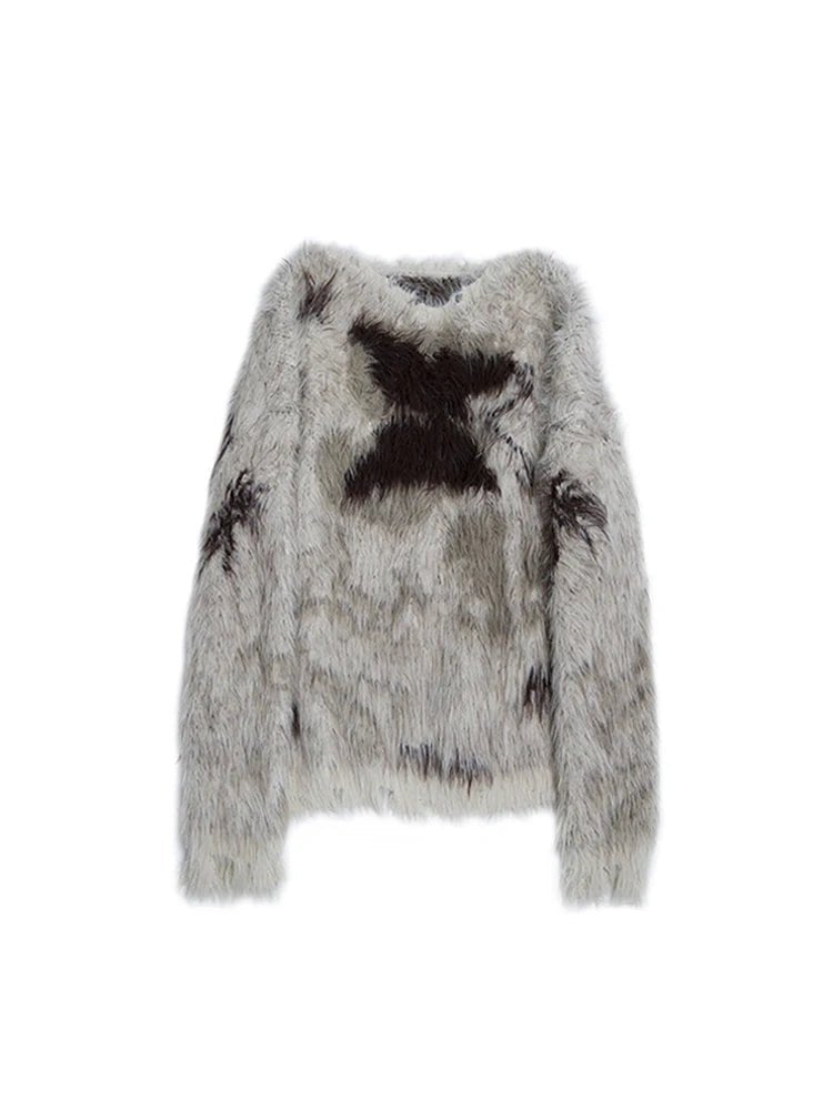 Frostbite Fuzzy Cross Sweater - Sweaters