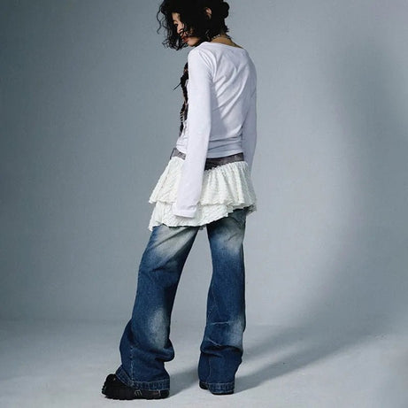 Acubi Style Frosted Layers Skirt Shoptery