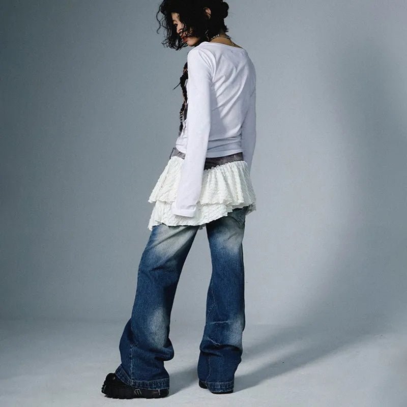 Acubi Style Frosted Layers Skirt Shoptery