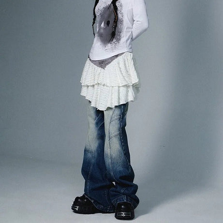 Acubi Style Frosted Layers Skirt Shoptery