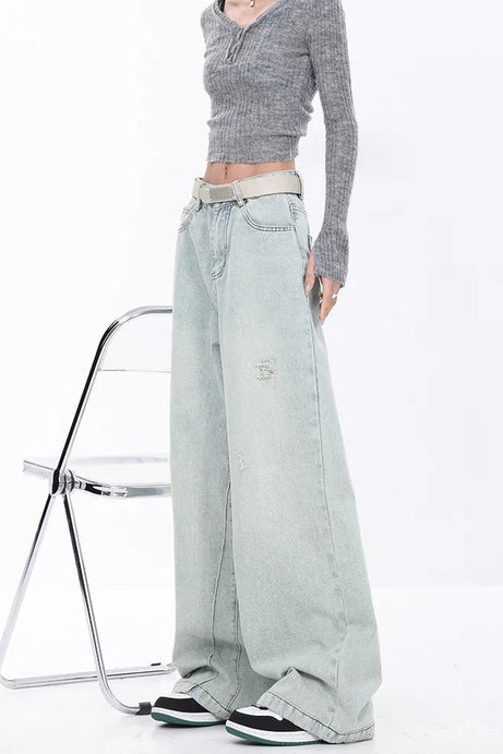 Frosted Sage Wide - Leg Jeans - Jeans