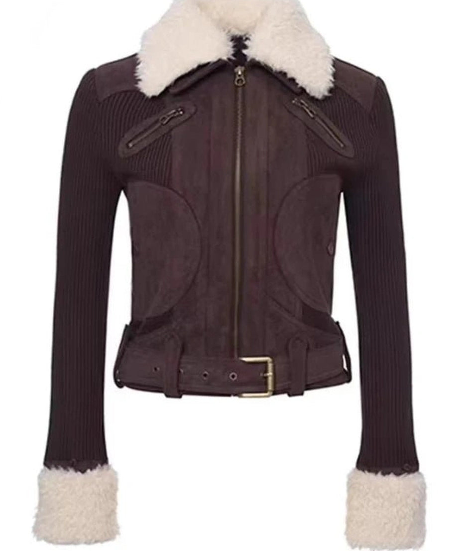 Furry Aviator Bomber Jacket - Coats & Jackets