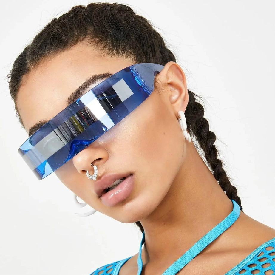 Y2k Futurewave Chrome Sunglasses Blue MULTI Shoptery