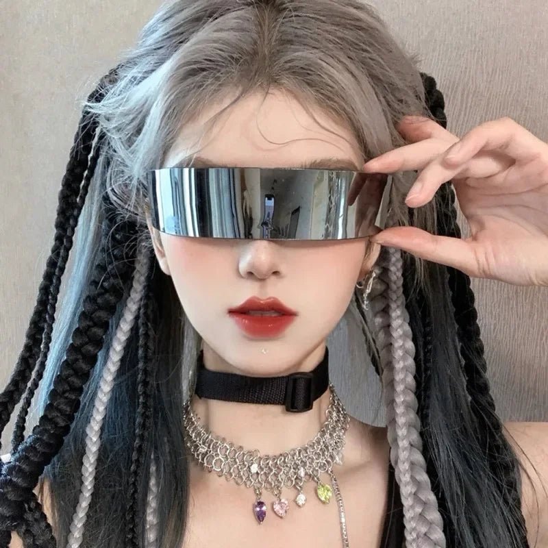 Y2k Futurewave Chrome Sunglasses Silver MULTI Shoptery