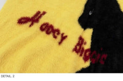 Aesthetic Fuzzy Black Cat Knit Sweater Shoptery