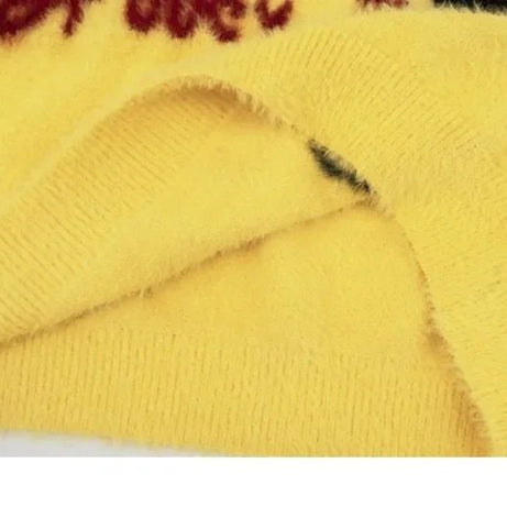 Aesthetic Fuzzy Black Cat Knit Sweater Shoptery