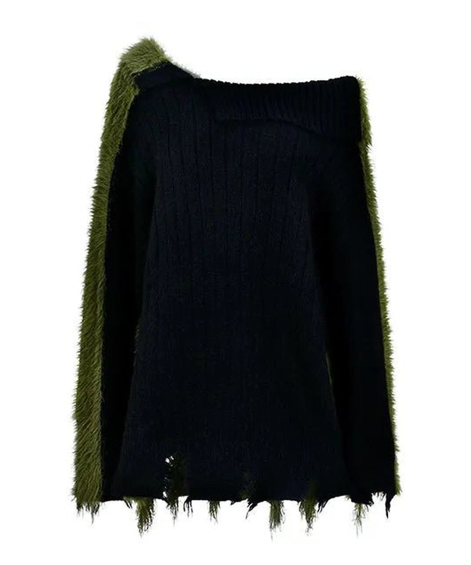 Fuzzy Edge Off - Shoulder Sweater - Sweaters