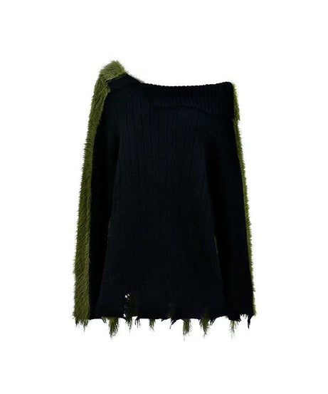 Fuzzy Edge Off - Shoulder Sweater - Sweaters