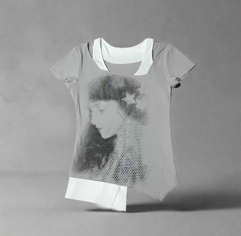 Ghostly Gaze Mesh Alt Top grey Shoptery