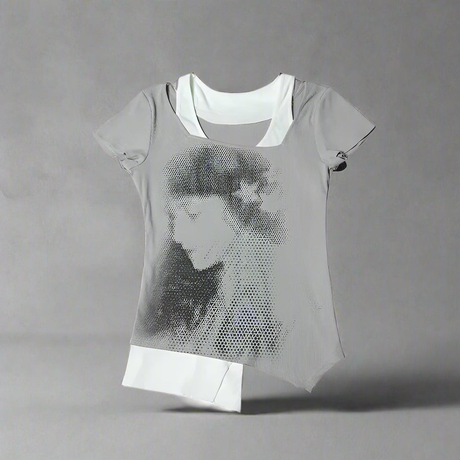 Ghostly Gaze Mesh Alt Top grey Shoptery