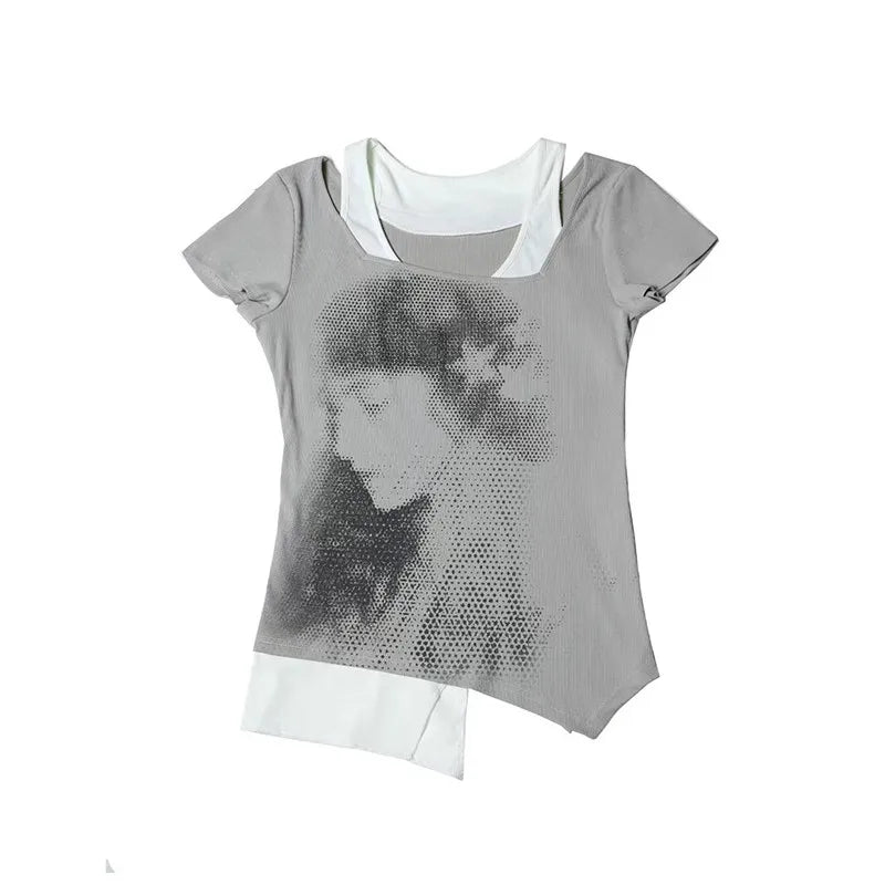 Ghostly Gaze Mesh Top - Crop Tops