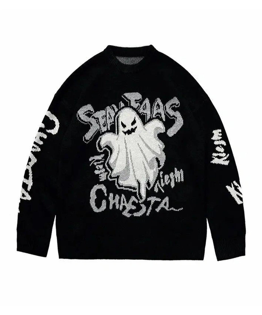 Ghostly Graffiti Knit Sweater - 