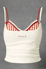 Retro Gingham Peekaboo Cami Top Red Plaid Set Shoptery