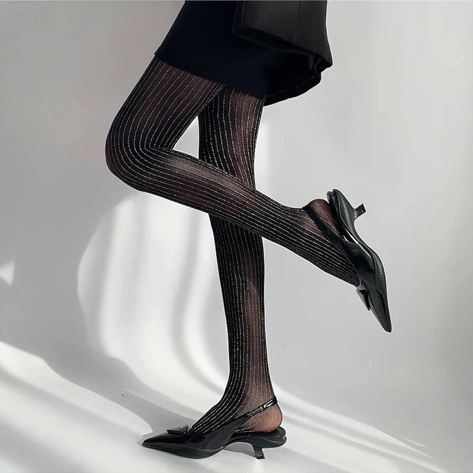 Coquette Glimmer Striped Tights Shoptery