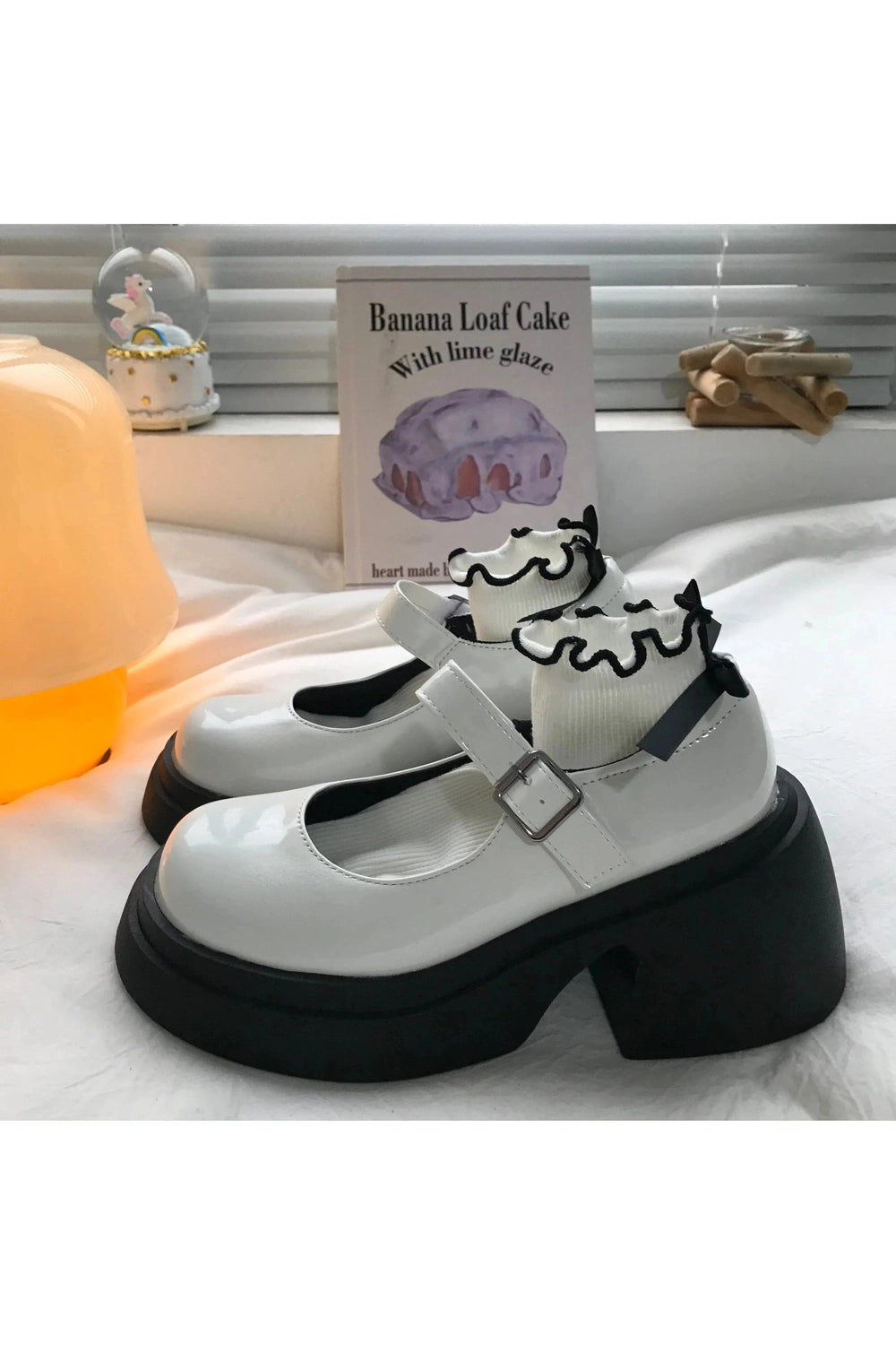 Buy Glossy Black Platform Mary Janes Shoes - Shoptery