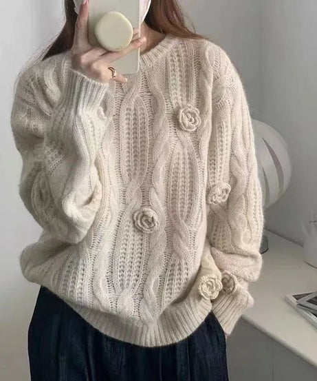 Golden Bloom Cable - Knit Sweater - Sweaters