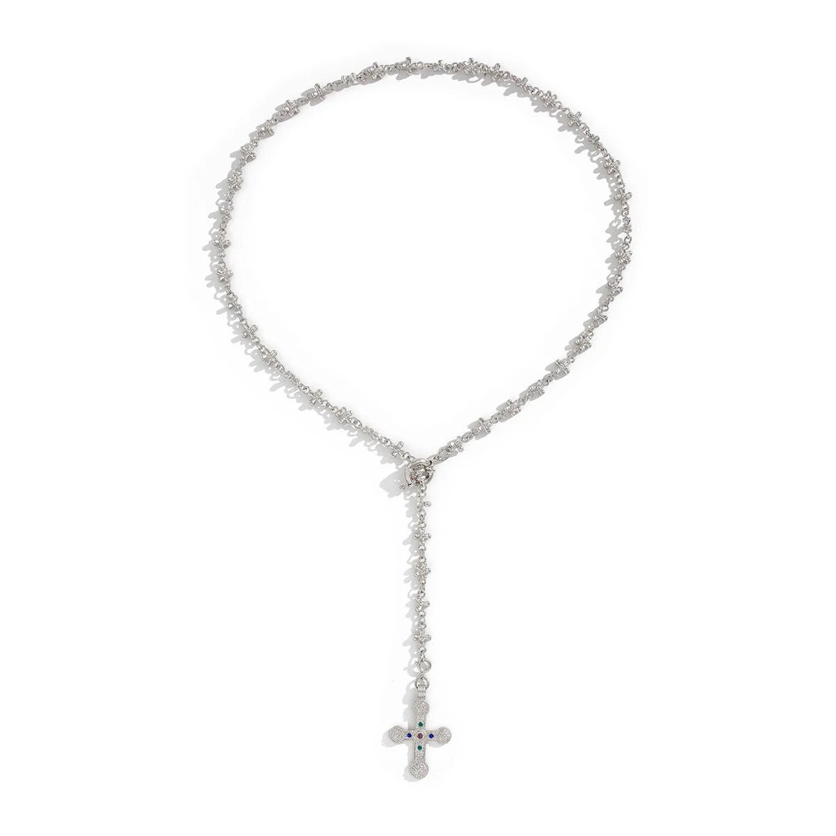 Golden Rosary Cross Aesthetic Necklace Shoptery