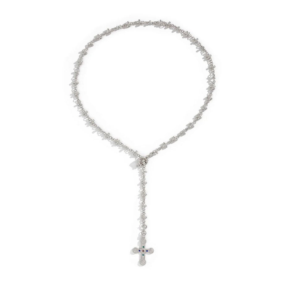 Golden Rosary Cross Aesthetic Necklace Shoptery