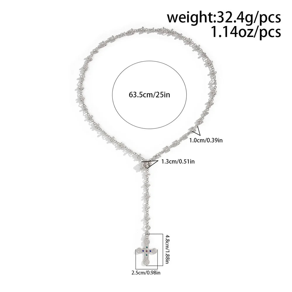 Golden Saint Cross Aesthetic Layered Necklace Shoptery