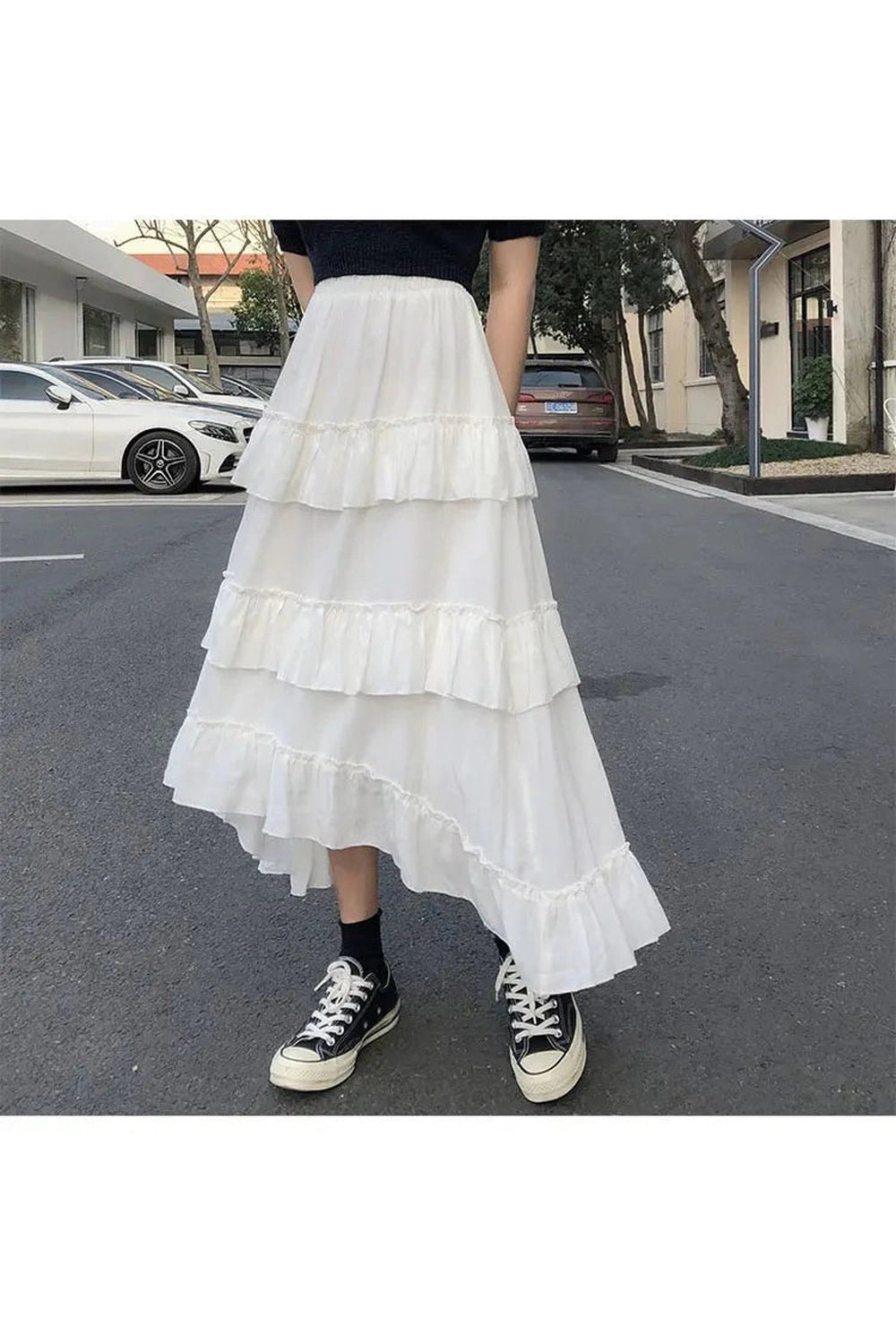 Goth Lolita Midi Skirt White One Size Shoptery