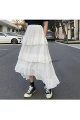 Goth Lolita Midi Skirt White One Size Shoptery