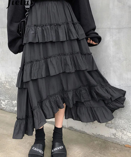 Goth Lolita Midi Skirt - Skirts
