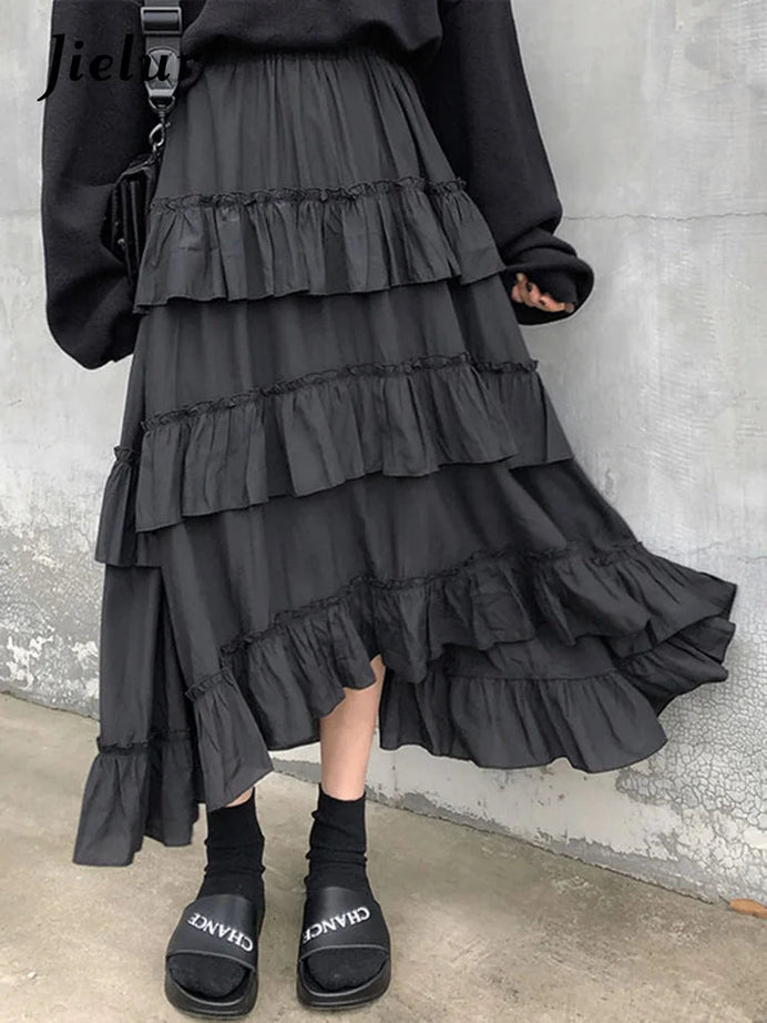 Goth Lolita Midi Skirt - Skirts