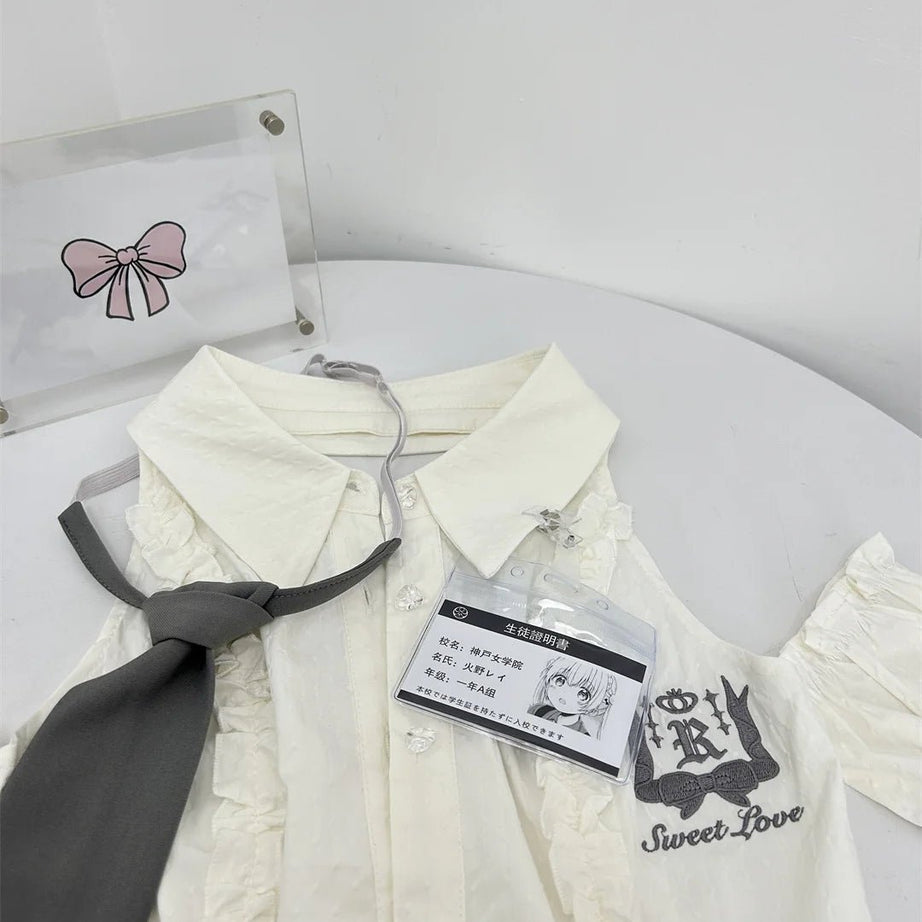 Gothic Alt Lace Outfit Set White top Shoptery