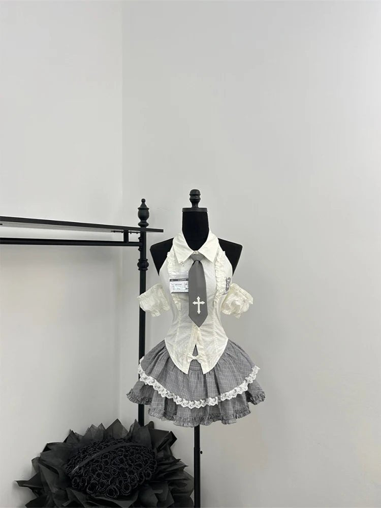 Gothic Alt Lace Outfit Set Shoptery