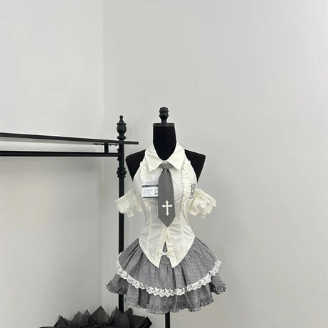 Gothic Alt Lace Outfit Set Shoptery